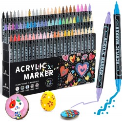 اقلام ماركر اكريليك 72 لون راسين لجميع الاسطح برأس دقيق ورأس نقطي 